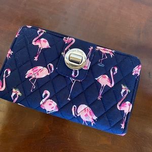 Vera Bradley flamingo print, travel wallet